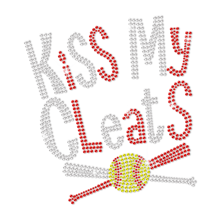 Kiss My Cleats Hotfix Rhinestone Transfer